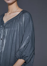 Load image into Gallery viewer, Italian Grey Oversized Linen Silk Long Dresses Summer