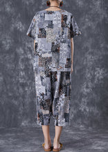 Load image into Gallery viewer, Italian Grey Oversized Print Linen Two Pieces Set Summer