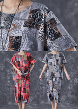 Load image into Gallery viewer, Italian Grey Oversized Print Linen Two Pieces Set Summer