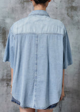 Load image into Gallery viewer, Italian Light Blue Zip Up Denim Loose Shirt Tops Summer