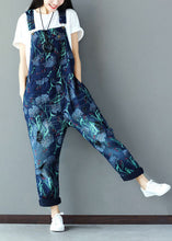 Load image into Gallery viewer, Italian Navy Print Cotton Denim Jumpsuits Ripped Jeans Spring