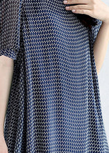 Load image into Gallery viewer, Italian Navy Stand Collar Print Chiffon Dresses Summer