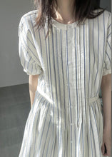 Load image into Gallery viewer, Italian O-Neck Striped Cinched Patchwork Party Long Dress Short Sleeve