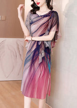 Load image into Gallery viewer, Italian O-Neck Tie Dye Side Open Tie waist Silk Long Dresses Summer