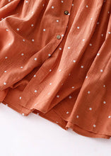 Load image into Gallery viewer, Italian Orange Peter Pan Collar Print Patchwork Cotton Dresses Summer