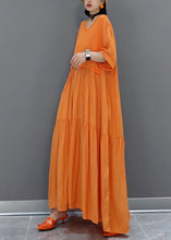 Load image into Gallery viewer, Italian Orange V Neck Patchwork Holiday Maxi Dress Summer