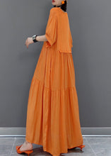 Load image into Gallery viewer, Italian Orange V Neck Patchwork Holiday Maxi Dress Summer