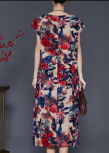 Load image into Gallery viewer, Italian Oversized Crocus Print Chiffon Dresses Summer