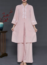 Load image into Gallery viewer, Italian Pink Embroidered Cotton Two Pieces Set Summer