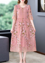 Load image into Gallery viewer, Italian Pink Embroidered Patchwork Silk Mid Dresses Summer