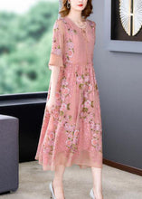 Load image into Gallery viewer, Italian Pink Embroidered Patchwork Silk Mid Dresses Summer