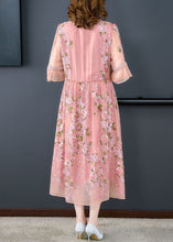 Load image into Gallery viewer, Italian Pink Embroidered Patchwork Silk Mid Dresses Summer