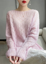 Load image into Gallery viewer, Italian Pink O Neck Hollow Out Cozy Knit Sweaters Spring