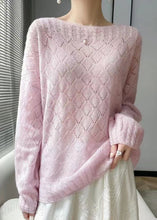 Load image into Gallery viewer, Italian Pink O Neck Hollow Out Cozy Knit Sweaters Spring