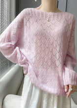 Load image into Gallery viewer, Italian Pink O Neck Hollow Out Cozy Knit Sweaters Spring