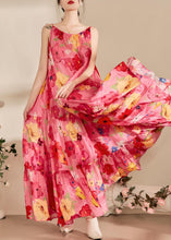 Load image into Gallery viewer, Italian Pink Print Backless Cotton Spaghetti Strap Dress Sleeveless