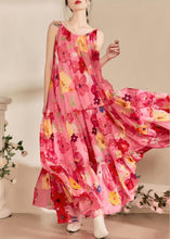 Load image into Gallery viewer, Italian Pink Print Backless Cotton Spaghetti Strap Dress Sleeveless