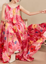 Load image into Gallery viewer, Italian Pink Print Backless Cotton Spaghetti Strap Dress Sleeveless