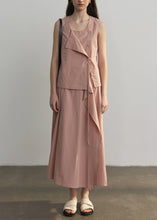 Load image into Gallery viewer, Italian Pink Square Collar Tops And Skirts Cotton Two Pieces Set Sleeveless