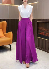 Load image into Gallery viewer, Italian Purple Pockets High Waist Chiffon Wide Leg Pants Summer