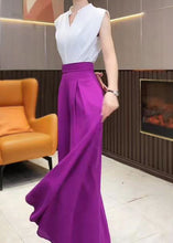 Load image into Gallery viewer, Italian Purple Pockets High Waist Chiffon Wide Leg Pants Summer