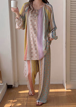 Load image into Gallery viewer, Italian Rainbow Print Lace Tie Silk Velvet Two Pieces Set Spring