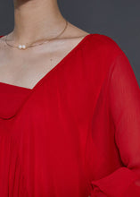 Load image into Gallery viewer, Italian Red Backless Chiffon Vestidos Long Dress Batwing Sleeve