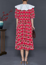 Load image into Gallery viewer, Italian Red Peter Pan Collar Print Chiffon Dress Summer