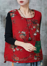 Load image into Gallery viewer, Italian Red Print Fine Cotton Filled Vest Tops Spring