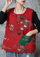 Load image into Gallery viewer, Italian Red Print Fine Cotton Filled Vest Tops Spring