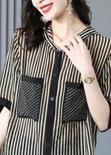 Load image into Gallery viewer, Italian Striped Hooded Pockets Patchwork Chiffon Shirt Tops Summer