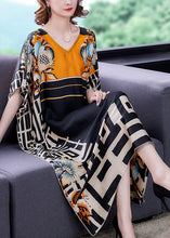 Load image into Gallery viewer, Italian V Neck Print Silk Vacation Long Dresses Summer