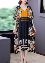 Load image into Gallery viewer, Italian V Neck Print Silk Vacation Long Dresses Summer