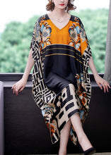 Load image into Gallery viewer, Italian V Neck Print Silk Vacation Long Dresses Summer