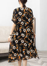 Load image into Gallery viewer, Italian Yellow V Neck Print Patchwork Chiffon Dresses Summer