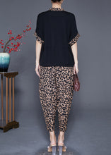 Load image into Gallery viewer, Italian Zip Up Patchwork Leopard Cotton Two Pieces Set Summer