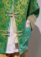 Load image into Gallery viewer, Jacquard Green Button Pockets Silk Blouse Long Sleeve