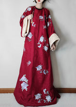 Load image into Gallery viewer, Jacquard Green Embroidered Button Silk Maxi Dresses Long Sleeve