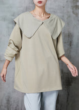 Load image into Gallery viewer, Khaki Cotton Shirt Tops Oversized Bow Spring