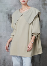 Load image into Gallery viewer, Khaki Cotton Shirt Tops Oversized Bow Spring