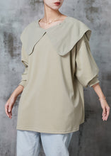 Load image into Gallery viewer, Khaki Cotton Shirt Tops Oversized Bow Spring