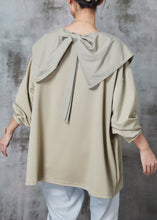 Load image into Gallery viewer, Khaki Cotton Shirt Tops Oversized Bow Spring