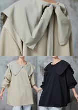 Load image into Gallery viewer, Khaki Cotton Shirt Tops Oversized Bow Spring