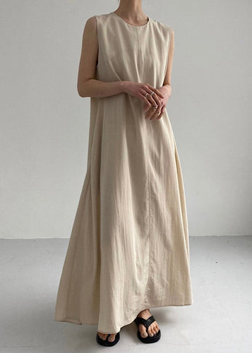 Khaki Cozy Loose Long Dress Sleeveless