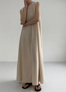 Khaki Cozy Loose Long Dress Sleeveless