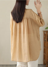 Load image into Gallery viewer, Khaki Patchwork Linen Shirt Oversized Low High Design Summer