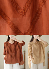 Load image into Gallery viewer, Khaki Patchwork Linen Shirt Oversized Low High Design Summer