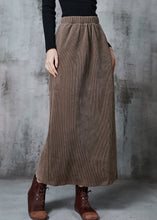 Load image into Gallery viewer, Khaki Silm Fit Corduroy Skirt Side Open Spring