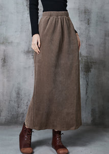 Khaki Silm Fit Corduroy Skirt Side Open Spring