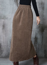 Load image into Gallery viewer, Khaki Silm Fit Corduroy Skirt Side Open Spring